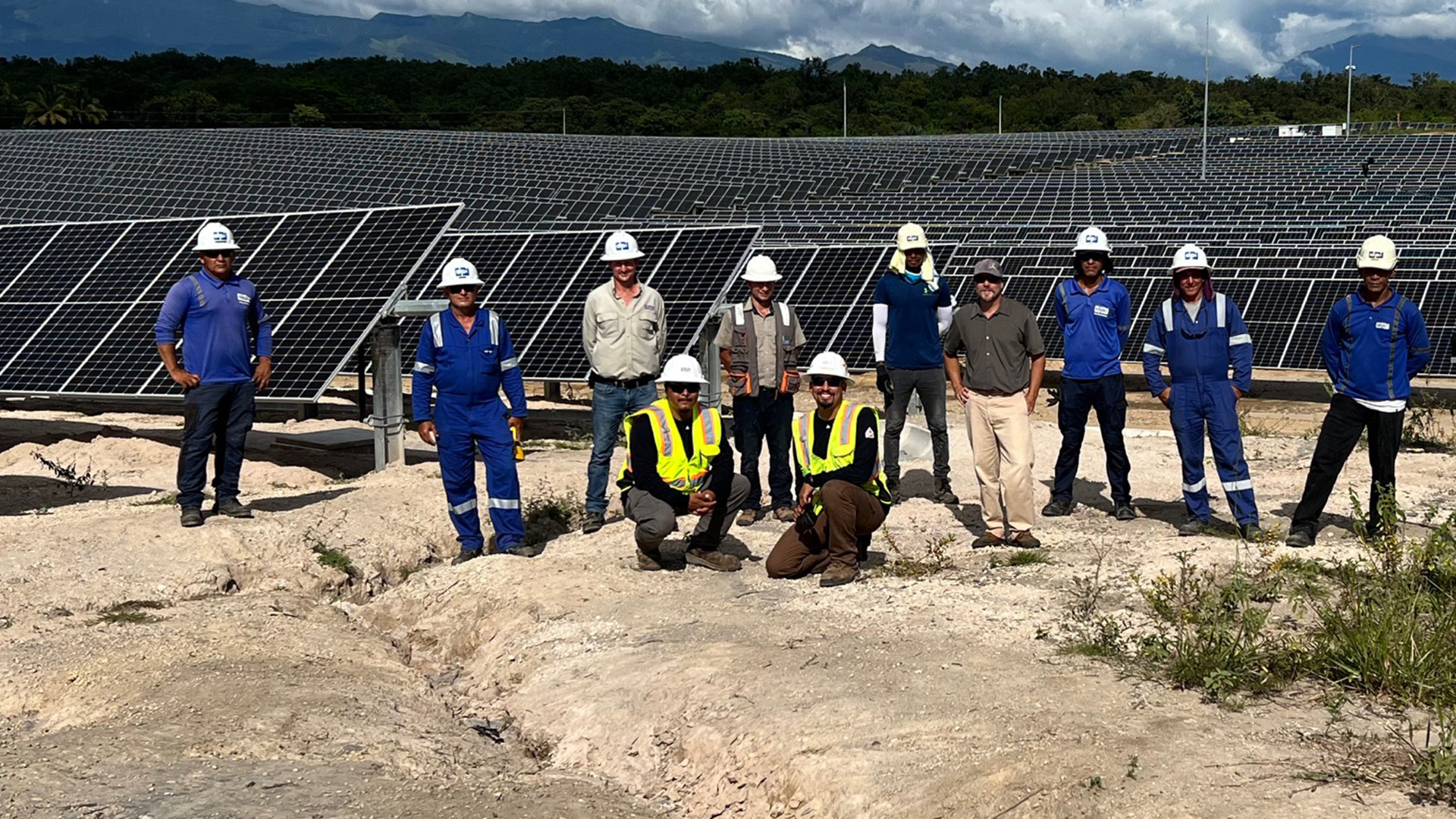 Solar engineers posing for a group photo