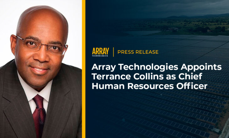 Array Technologies nomeia Terrance Collins como Chief Human Resources Officer