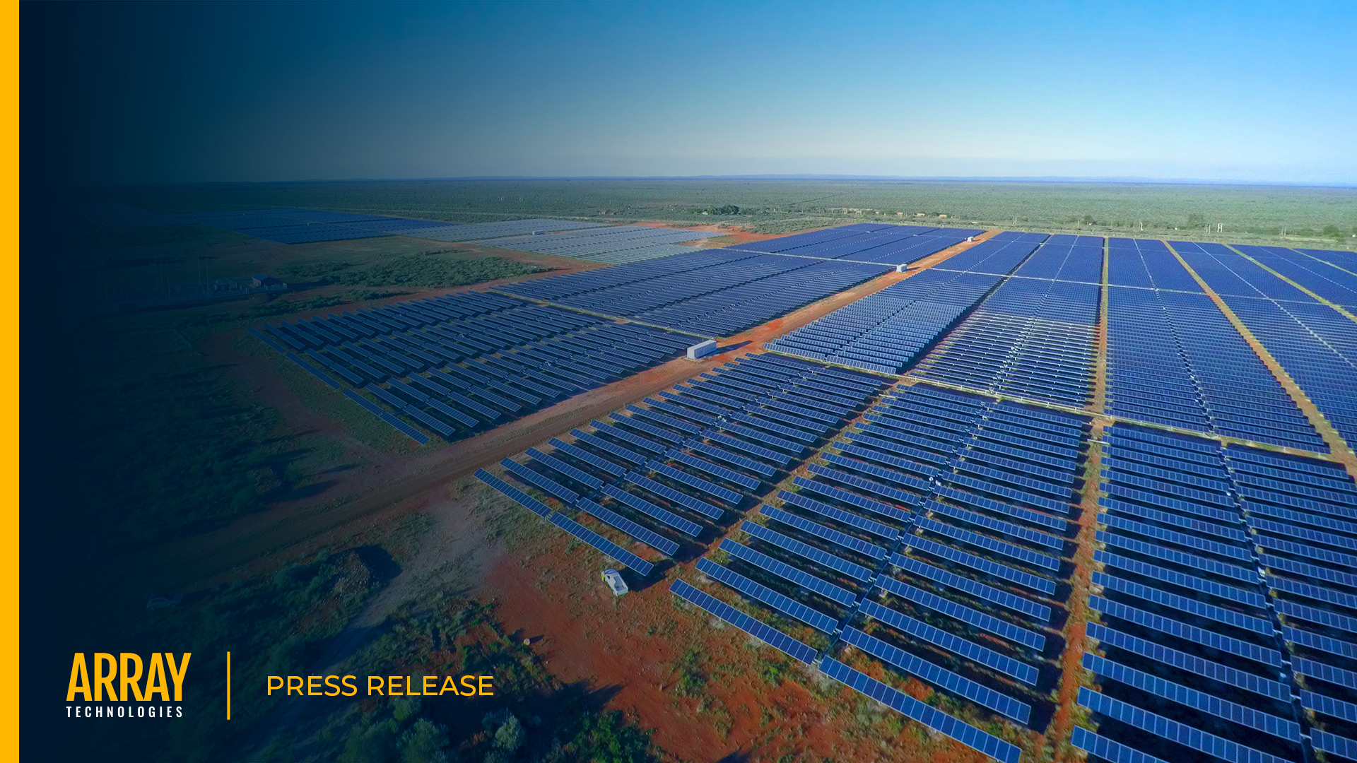 A press release cover image of an Aerial view of a solar site