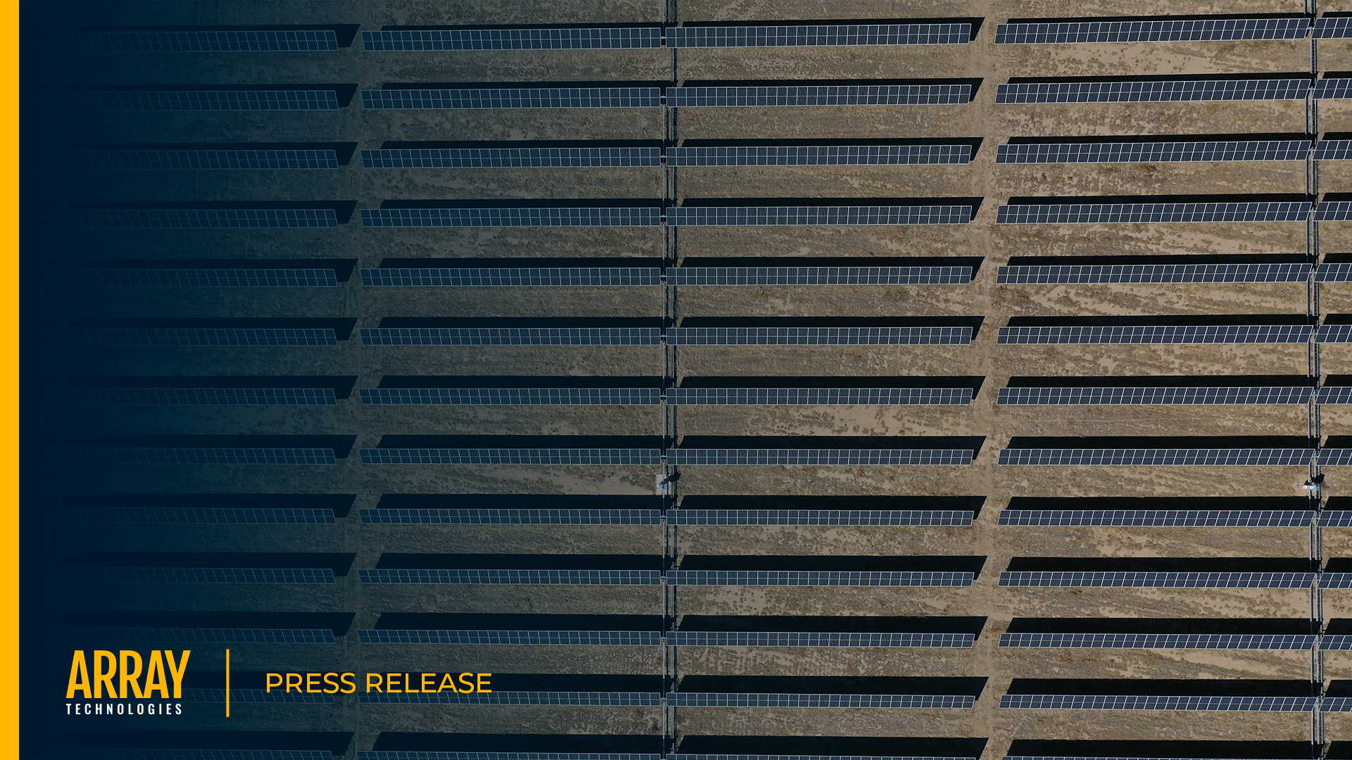 Press release image of rows of solar panels at a solar site