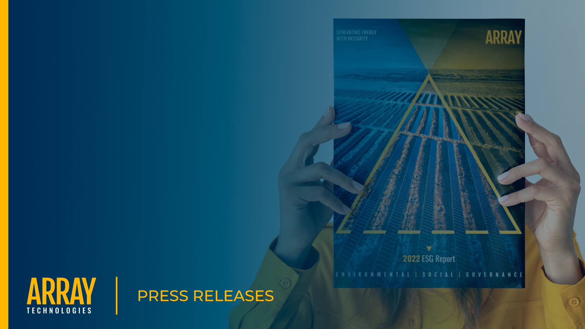 Press release photo announcing Array Technologies has published their Environmental, Social, and Governance (ESG) report is now available to view