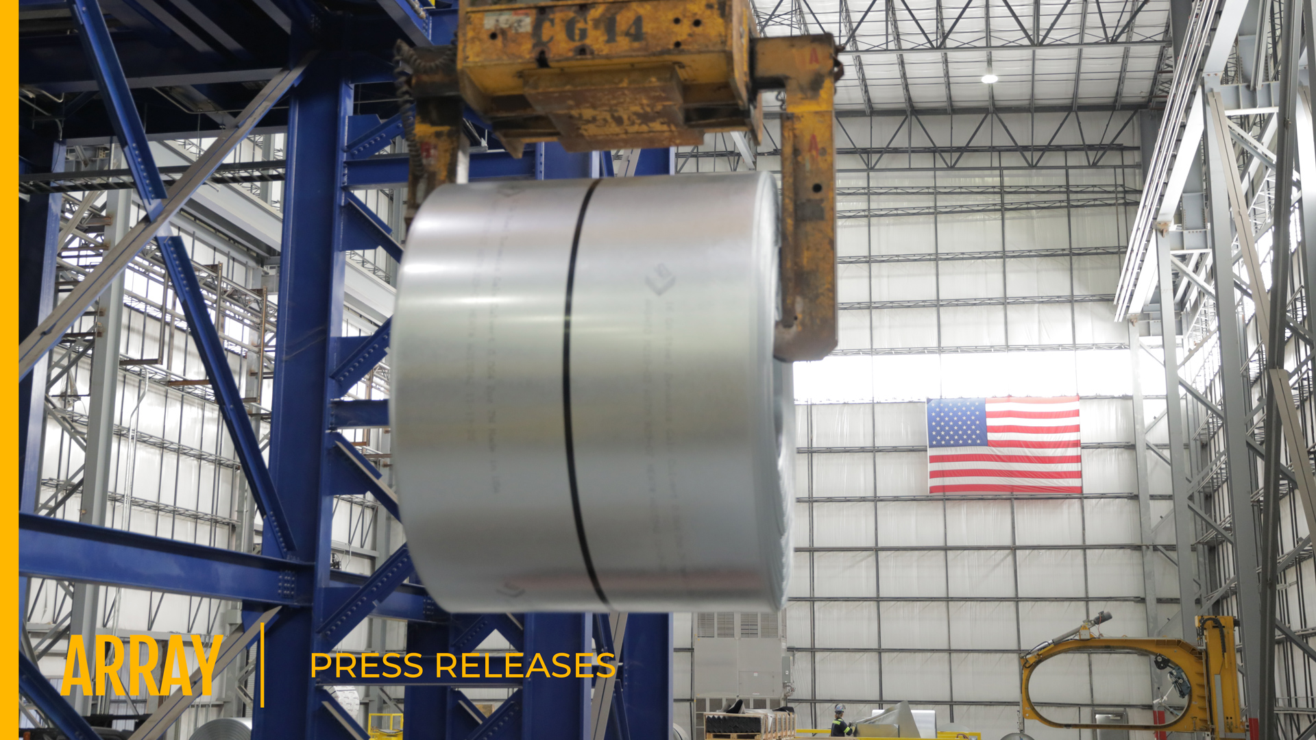 Steel reel at the steel dynamics manufacturing site.