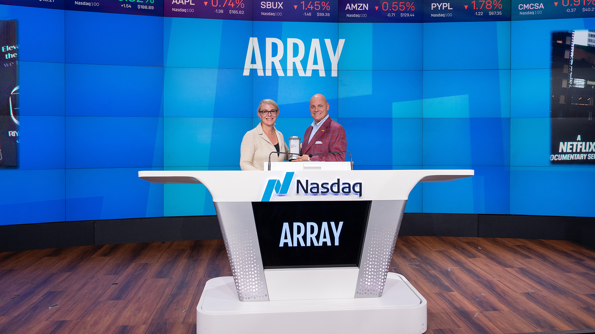 Array CEO Kevin Hostetler at NASDAQ in Times Square.